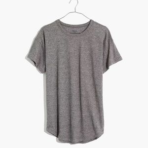 Madewell Whisper Cotton Rib-crewneck Tee - heather iron - XL